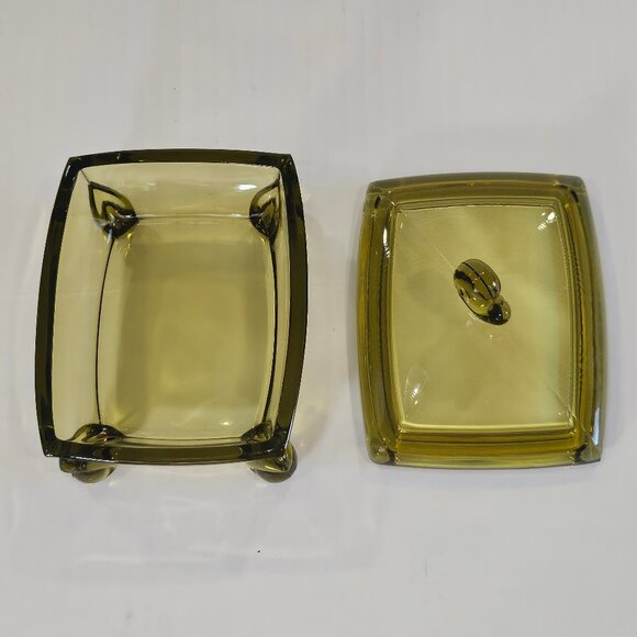 Vintage Duncan and Miller Patio Chartreuse Rectangular Snail Accented Candy Dish - Picture 7 of 11
